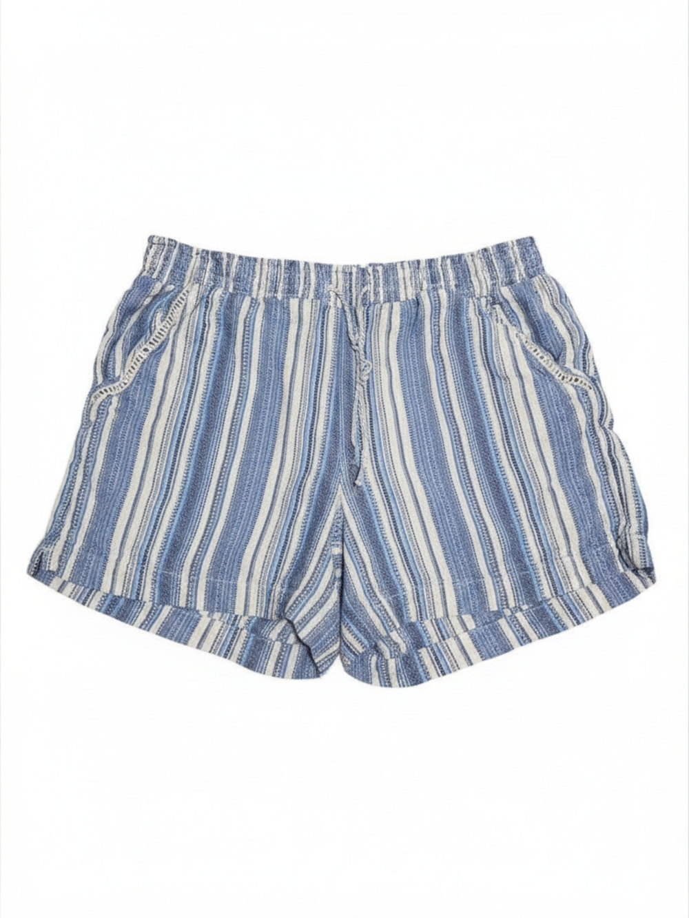 Briggs - Large Striped Blue & White Women's Casual Lounge Shorts